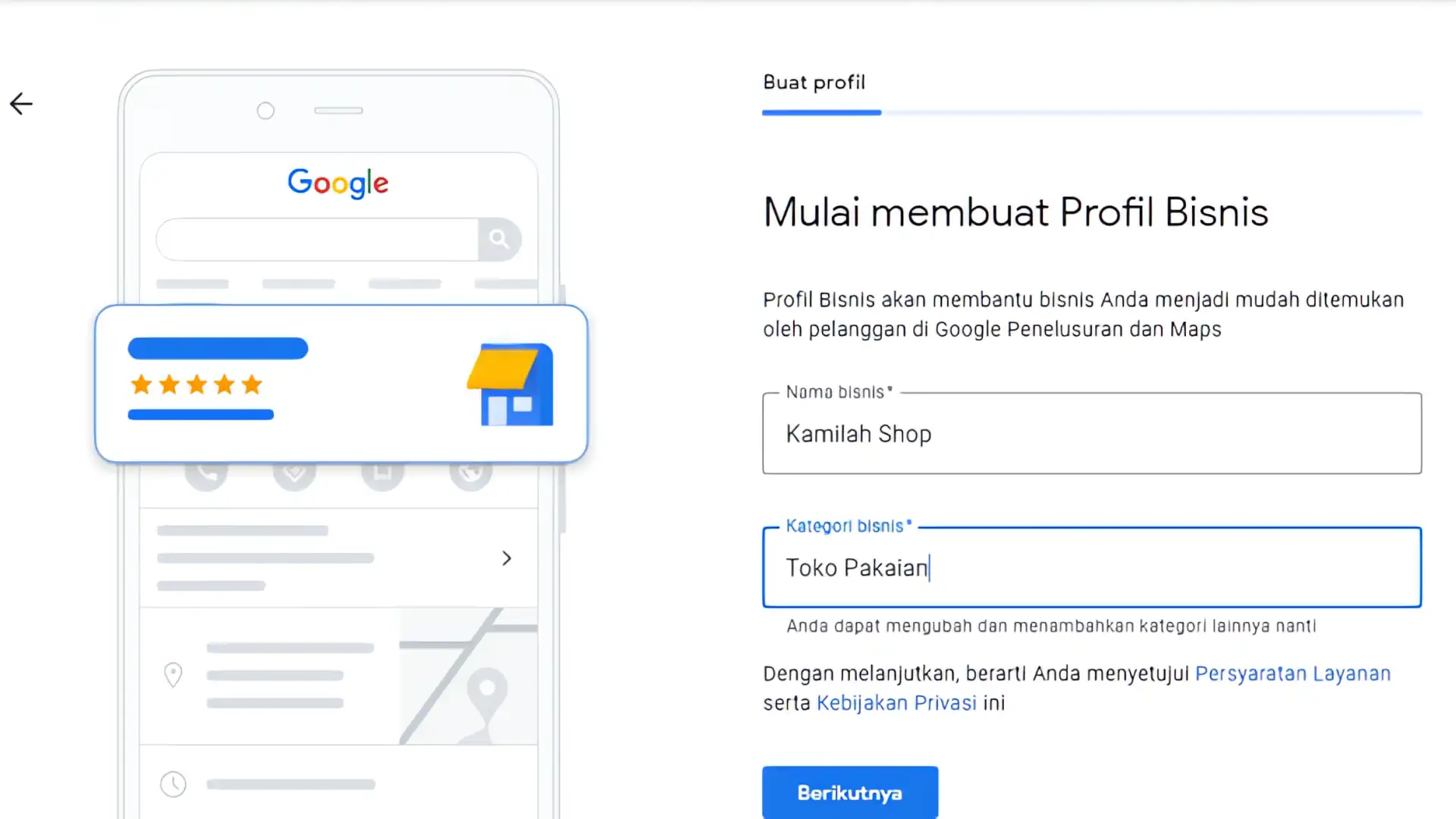 Bagaimana Cara Membuat Google Business Profile (Panduan Lengkap 2025) 5 Profil Bisnis Google - Masukkan Informasi Bisnis Anda